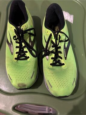Brooks Bright Neon Green and Black Running Shoes Ghost 14